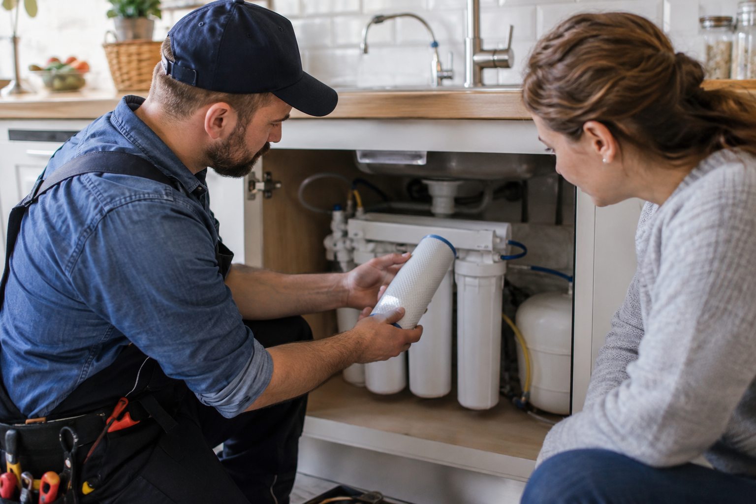 Plumbing service scene
